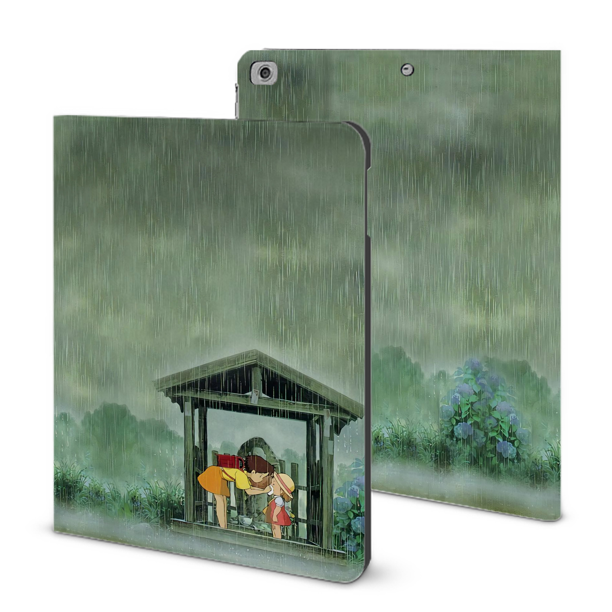 （画像用） となりのトトロ 草壁メイ 草壁サツキ My Neighbor Totoro Satsuki Kusakabe Mei Kusakabe IPad ケース ブック型 PUレザー TPU 耐衝撃 軽量 薄型 ペン収納なし 全面保護 IPad 各モデル対応